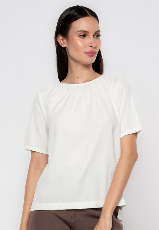 Georgette Smocked Neckline Top