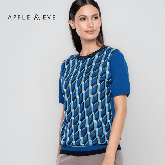 Abigail Geometric Pattern Knit Top