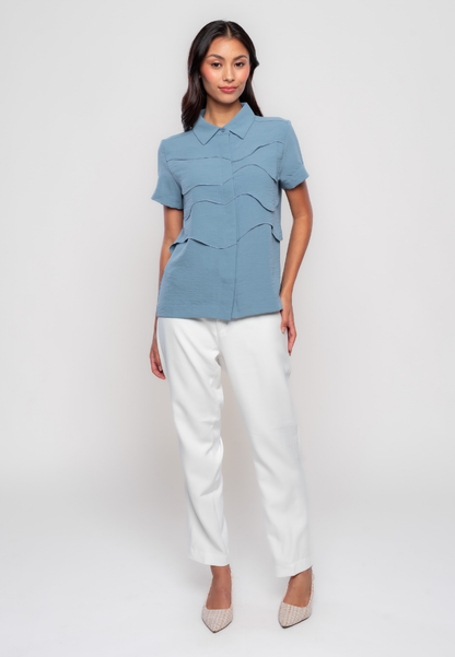 Tierre Collared Blouse with Layered Details