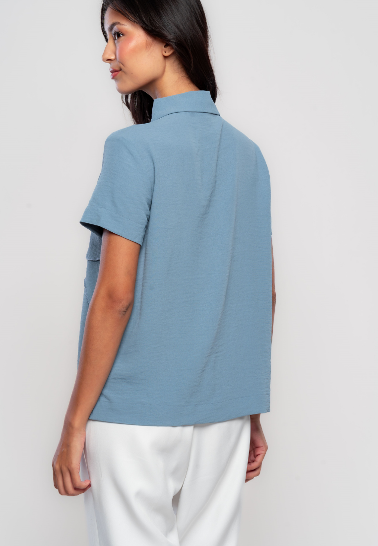 Tierre Collared Blouse with Layered Details