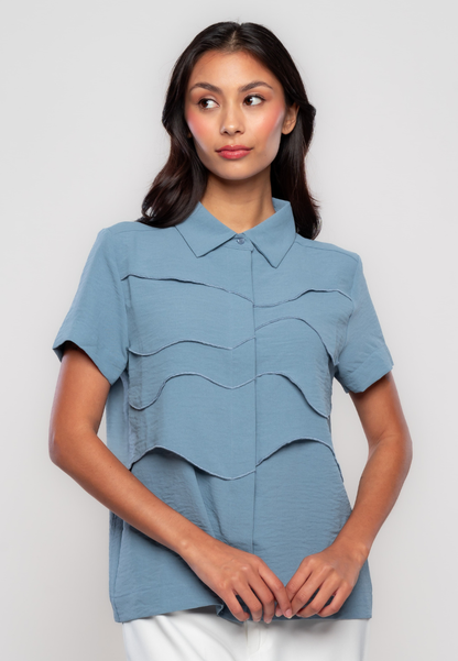 Tierre Collared Blouse with Layered Details