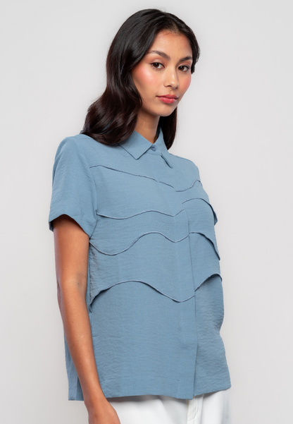 Tierre Collared Blouse with Layered Details