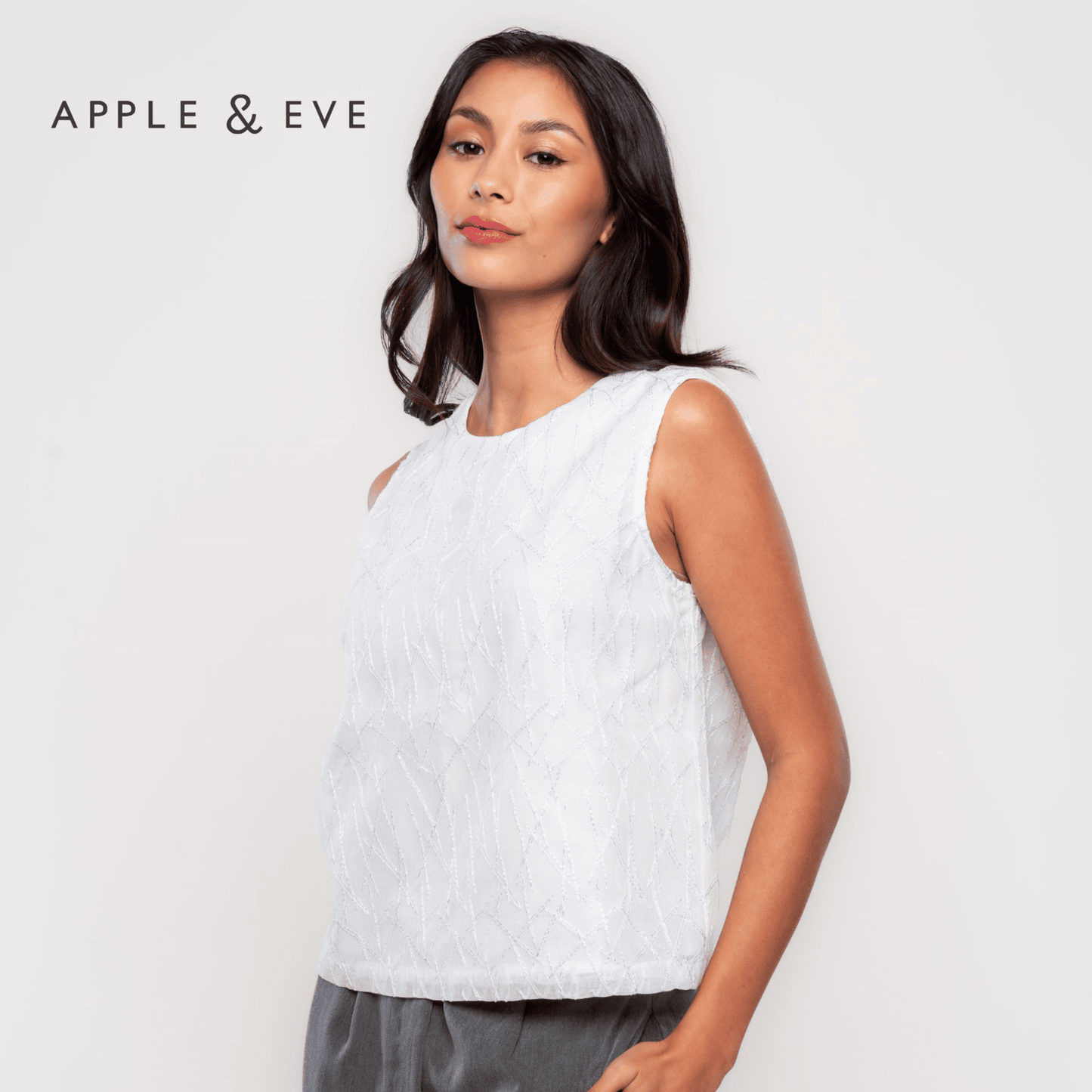 Apple & Eve Dawson Geometric Textured Lurex Sleeveless Top