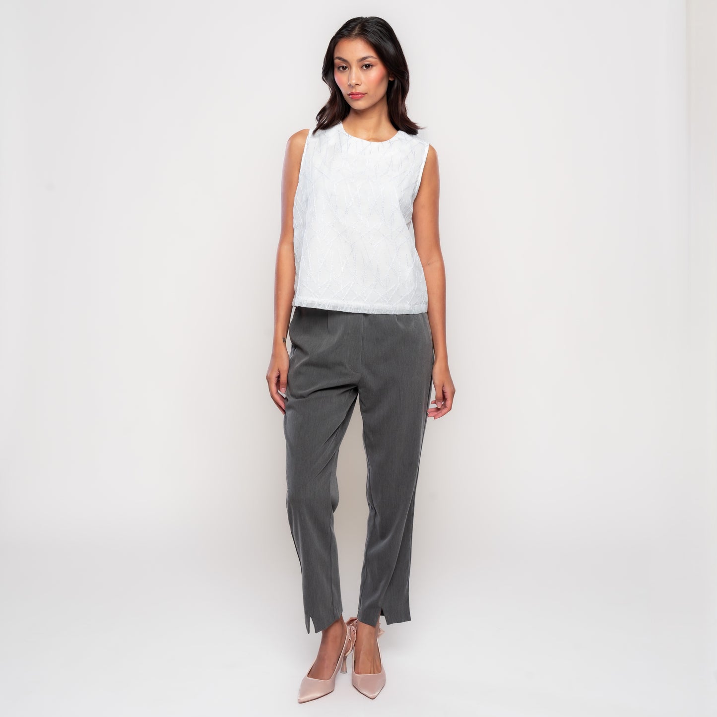 Apple & Eve Dawson Geometric Textured Lurex Sleeveless Top