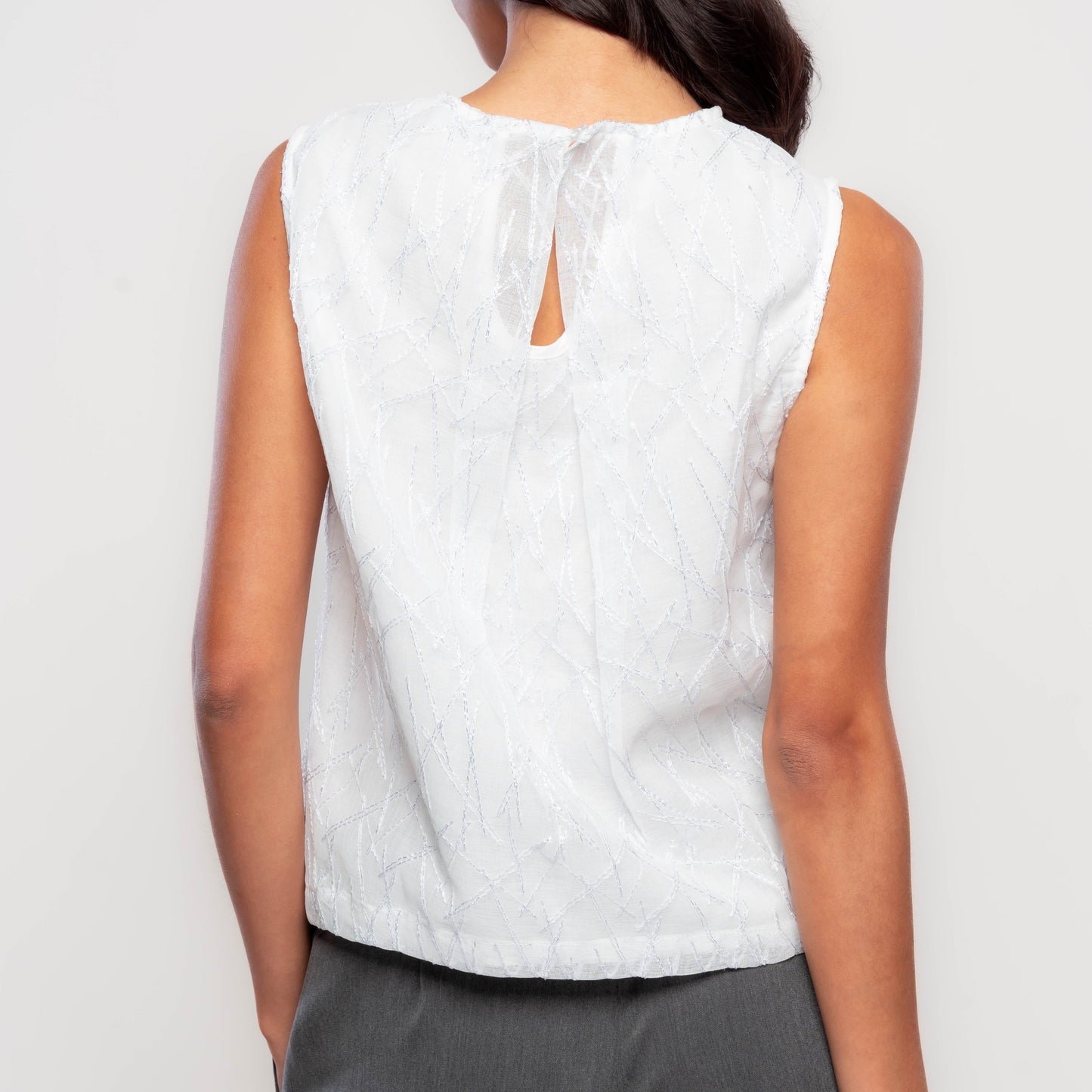 Apple & Eve Dawson Geometric Textured Lurex Sleeveless Top