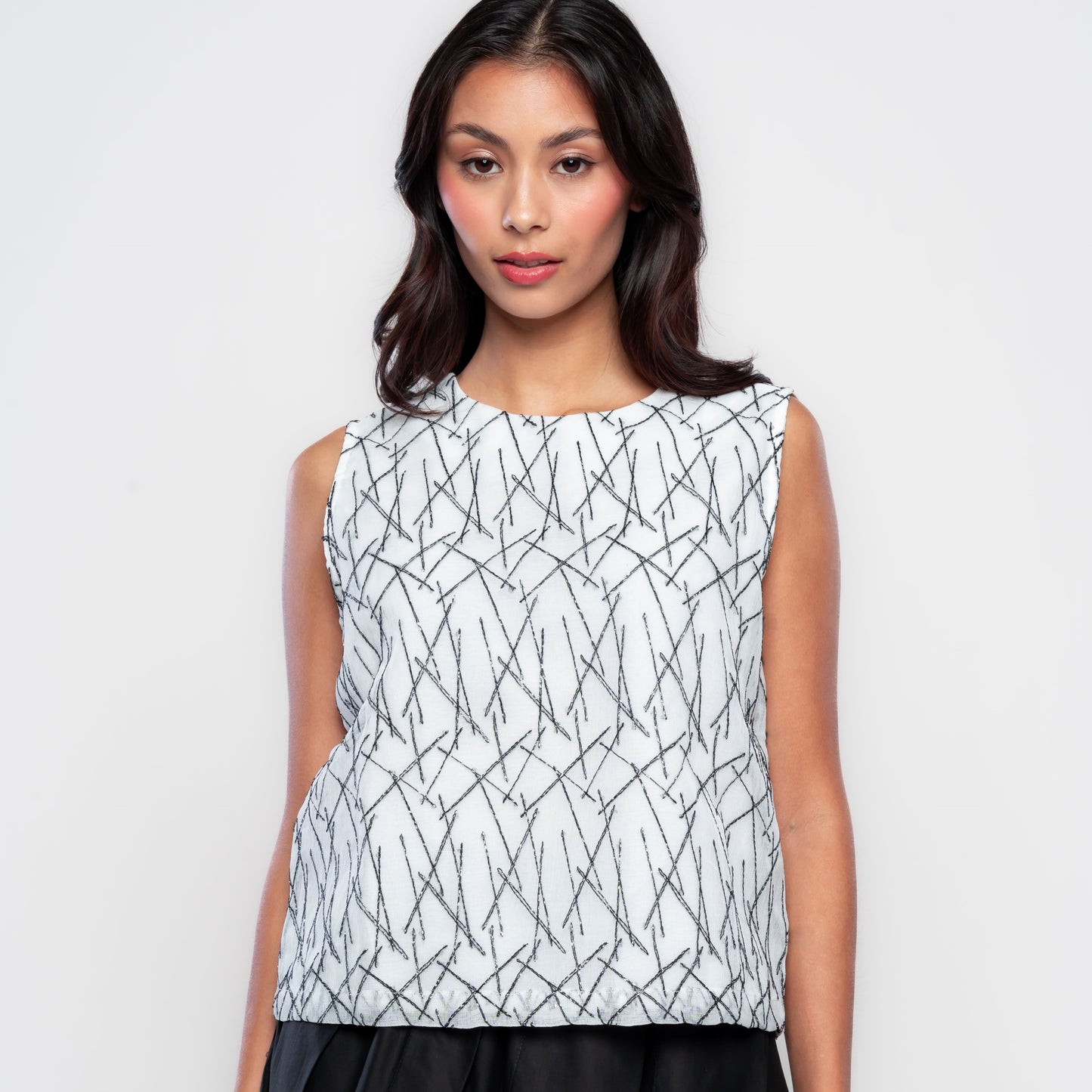 Apple & Eve Dawson Geometric Textured Lurex Sleeveless Top