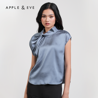 Apple & Eve Anastasia Twisted High Neck Satin Top