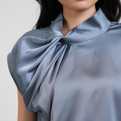 Apple & Eve Anastasia Twisted High Neck Satin Top