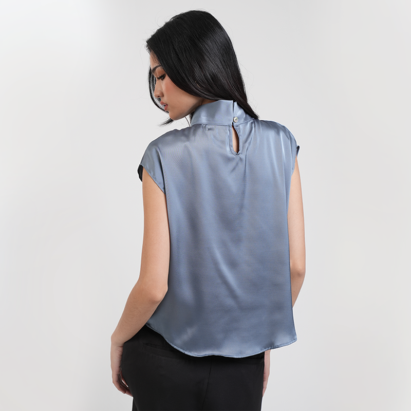 Apple & Eve Anastasia Twisted High Neck Satin Top