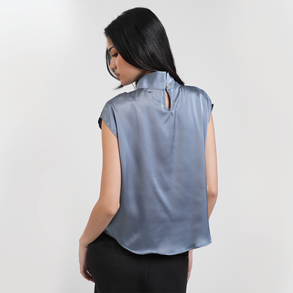 Apple & Eve Anastasia Twisted High Neck Satin Top