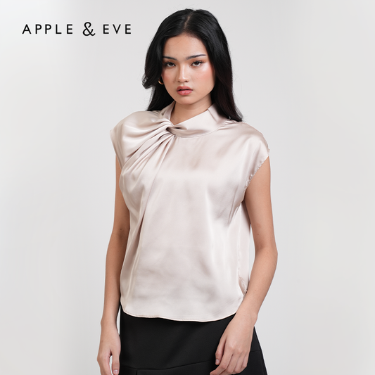 Apple & Eve Anastasia Twisted High Neck Satin Top