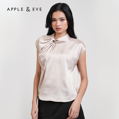 Apple & Eve Anastasia Twisted High Neck Satin Top