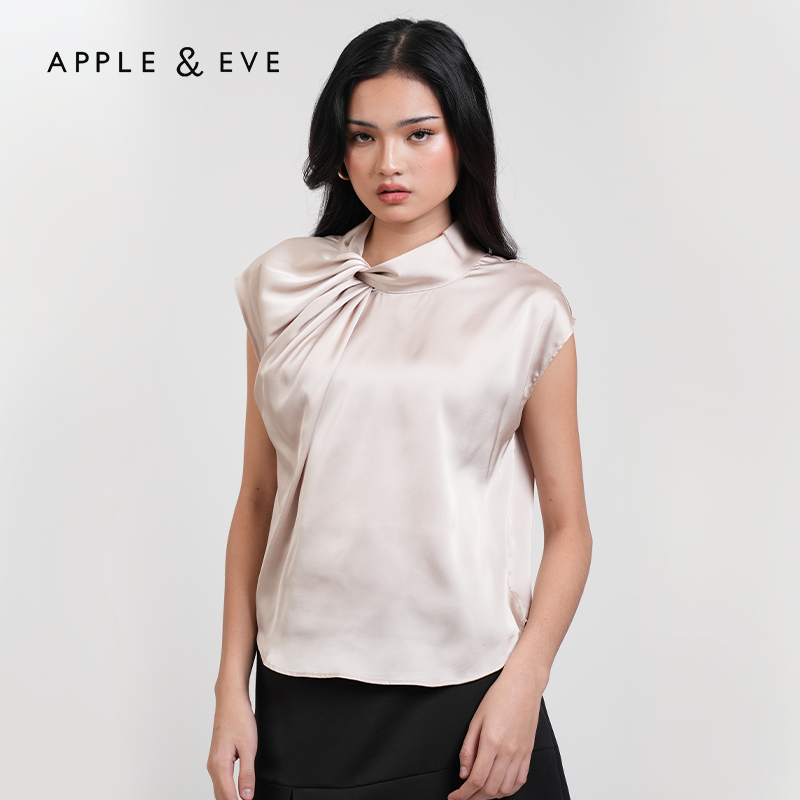 Apple & Eve Anastasia Twisted High Neck Satin Top