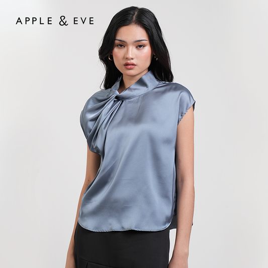 Apple & Eve Anastasia Twisted High Neck Satin Top