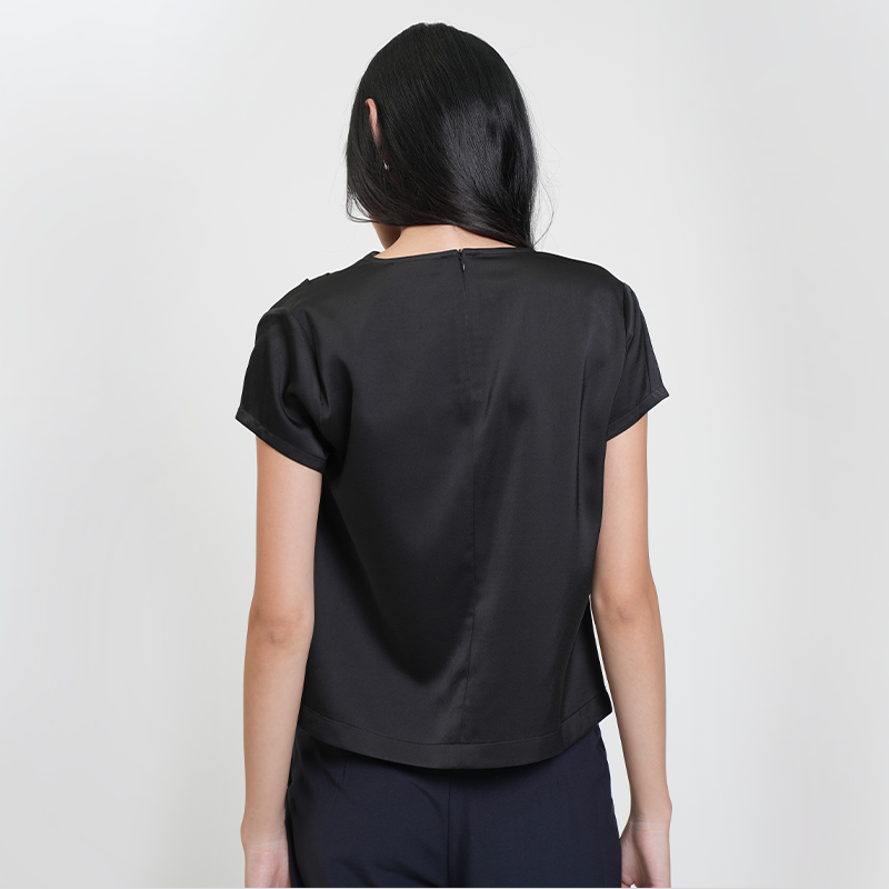 Apple & Eve  Martina Drape Neck Satin Blouse