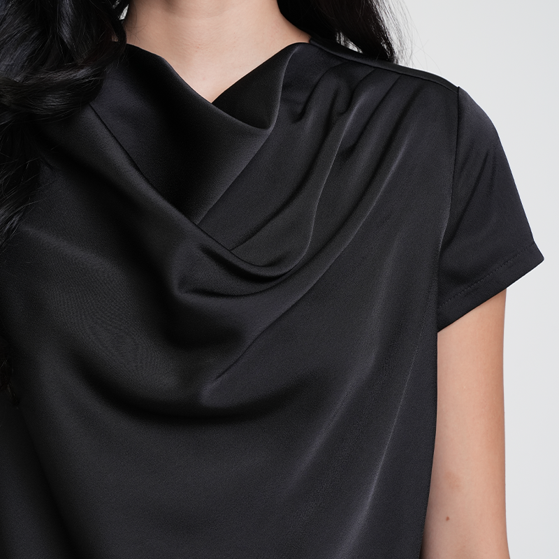 Apple & Eve  Martina Drape Neck Satin Blouse
