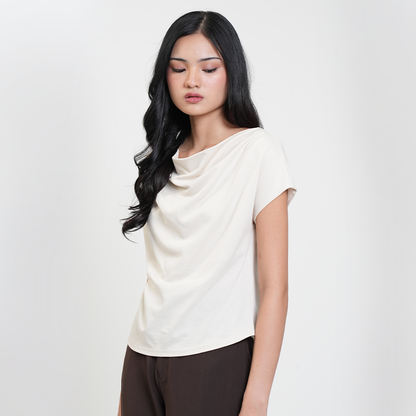 Apple & Eve  Martina Drape Neck Satin Blouse
