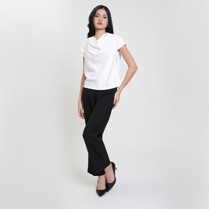 Apple & Eve  Martina Drape Neck Satin Blouse