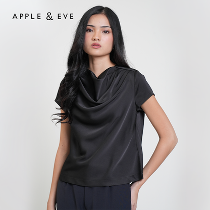 Apple & Eve  Martina Drape Neck Satin Blouse