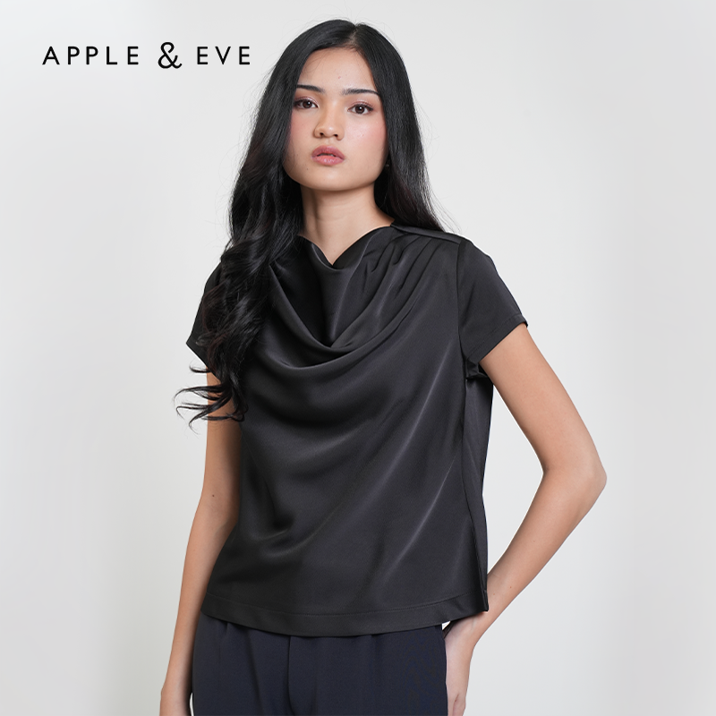 Apple & Eve  Martina Drape Neck Satin Blouse
