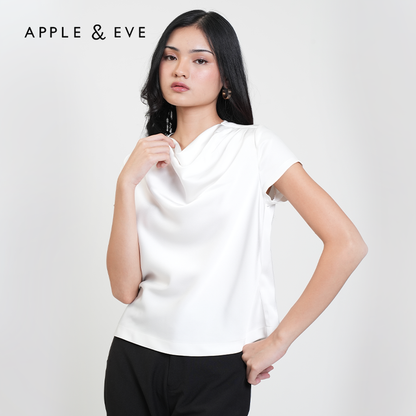 Apple & Eve  Martina Drape Neck Satin Blouse