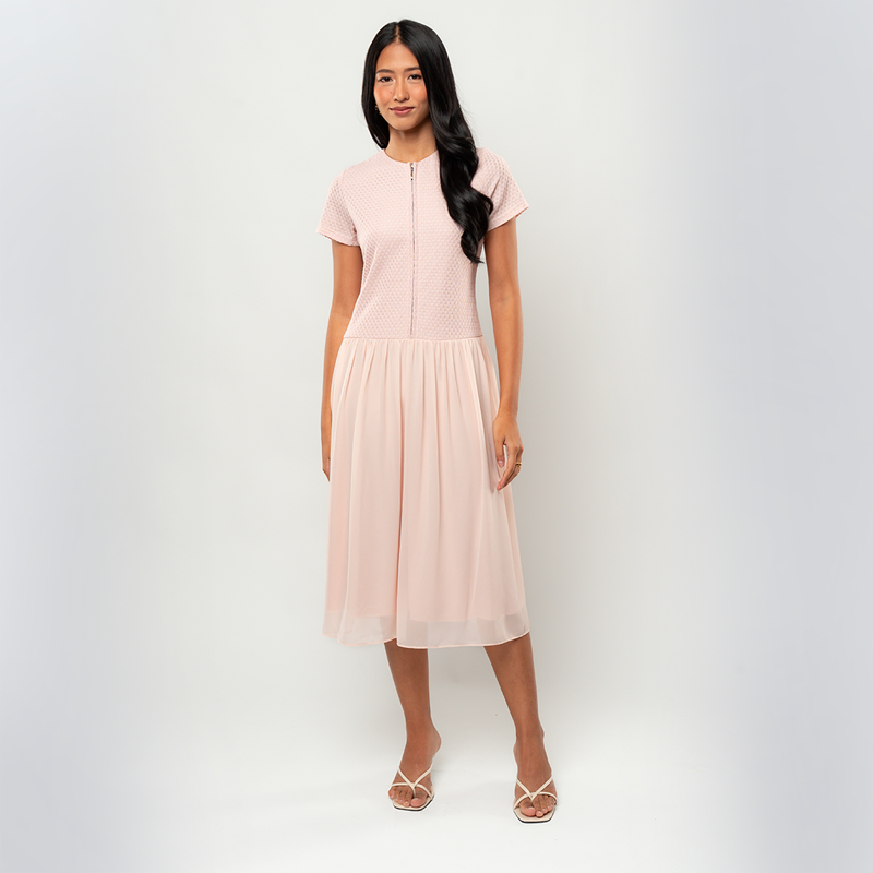 Apple & Eve Marielle Textured Dropwaist Midi Dress