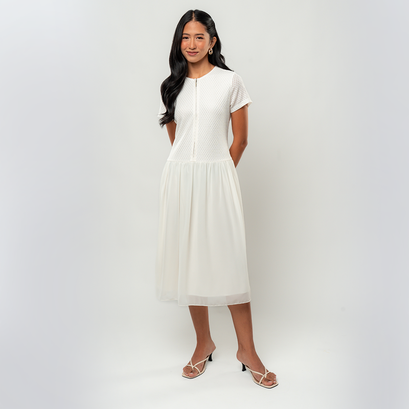 Apple & Eve Marielle Textured Dropwaist Midi Dress