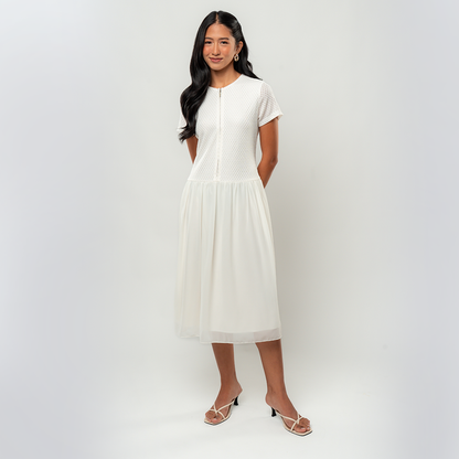 Apple & Eve Marielle Textured Dropwaist Midi Dress