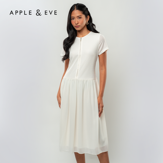 Apple & Eve Marielle Textured Dropwaist Midi Dress