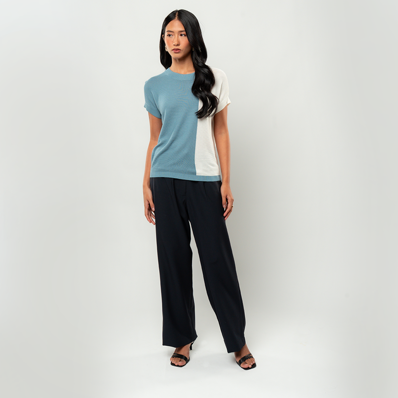 Apple & Eve Jessa Colorblock Short-Sleeve Knit Crewneck Blouse
