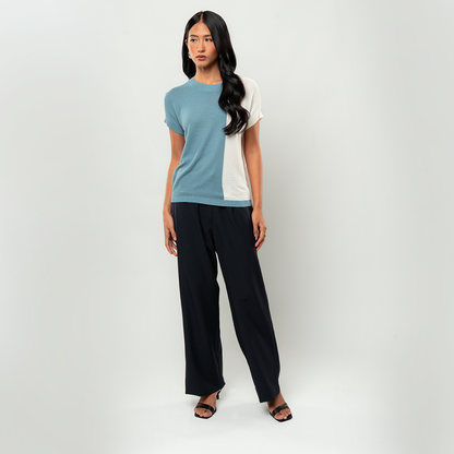 Apple & Eve Jessa Colorblock Short-Sleeve Knit Crewneck Blouse