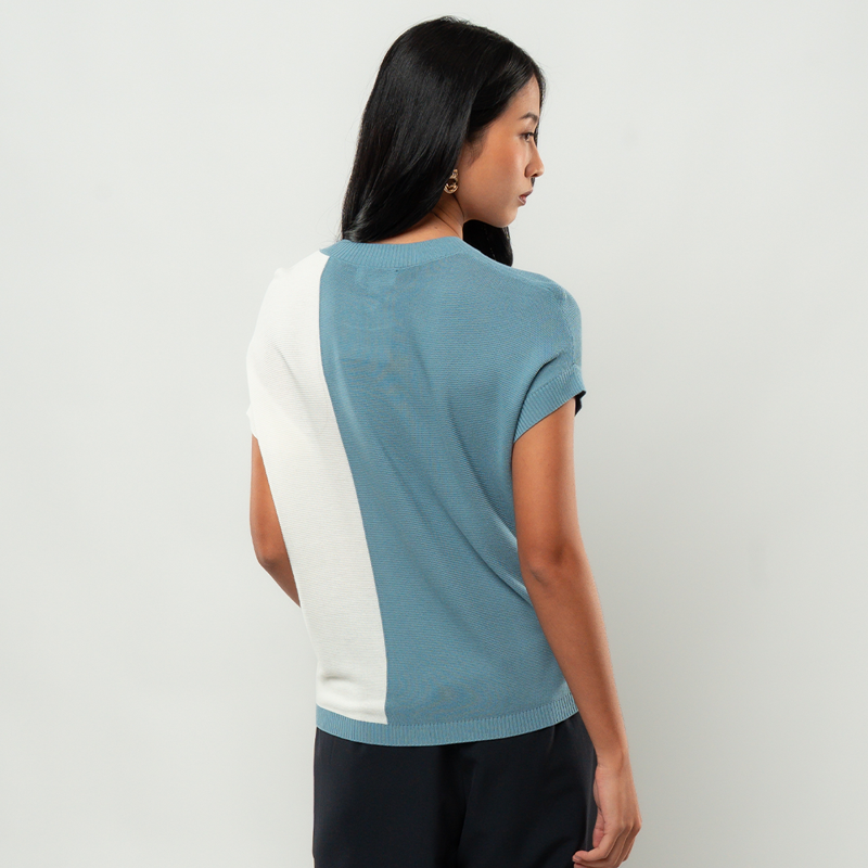 Apple & Eve Jessa Colorblock Short-Sleeve Knit Crewneck Blouse