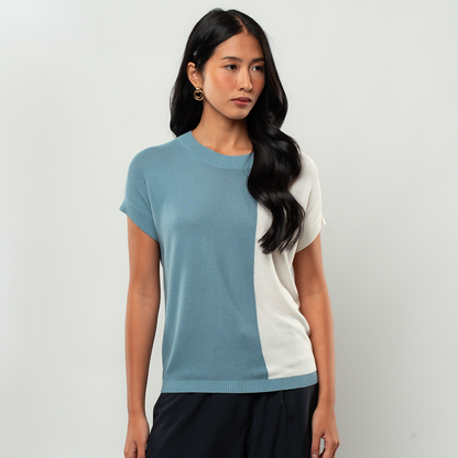 Apple & Eve Jessa Colorblock Short-Sleeve Knit Crewneck Blouse