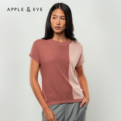 Apple & Eve Jessa Colorblock Short-Sleeve Knit Crewneck Blouse