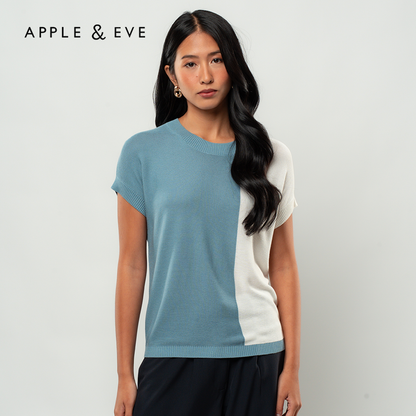 Apple & Eve Jessa Colorblock Short-Sleeve Knit Crewneck Blouse