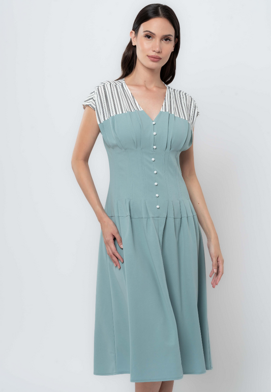 Modern Corset Style Midi Dress