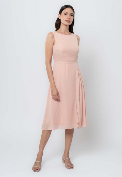 Apple & Eve Sleeveless Midi Dress with Skirt Pleats