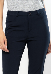 Casual Slim Cropped Pants with Scalloped Hem
