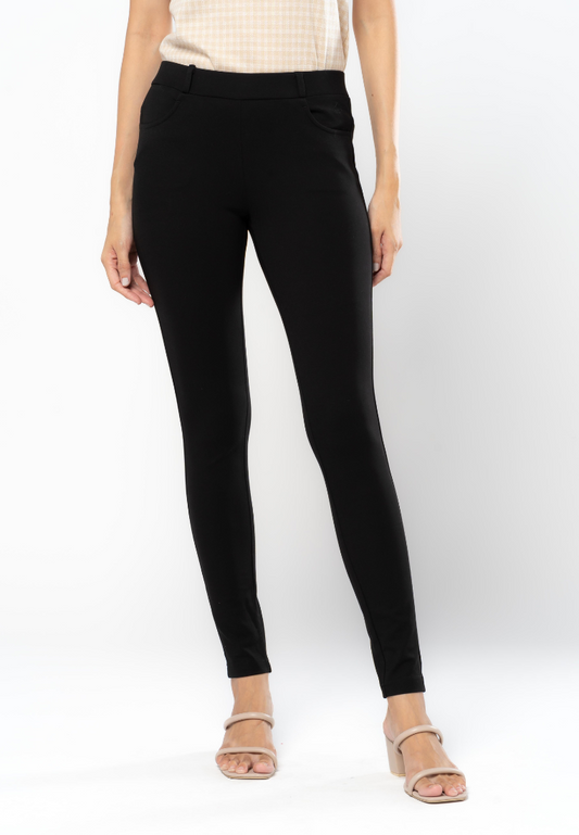 Slim-Fit Spandex Pants with Embroidered Back Pocket