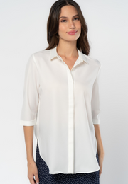 3/4 Sleeve Shirt with Back Pleat Detail