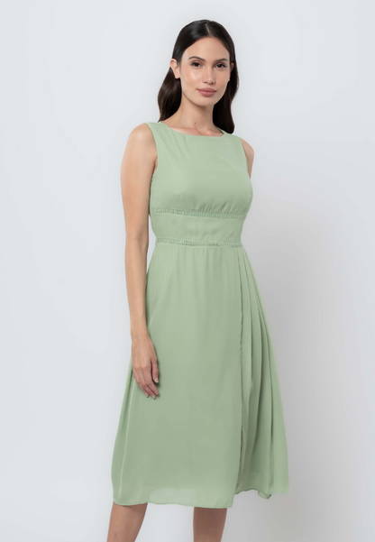 Apple & Eve Sleeveless Midi Dress with Skirt Pleats