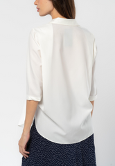 3/4 Sleeve Shirt with Back Pleat Detail