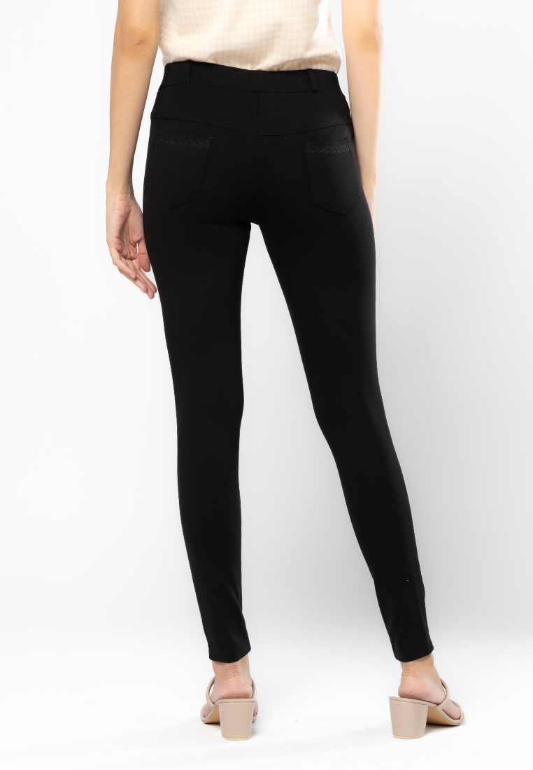 Slim-Fit Spandex Pants with Embroidered Back Pocket