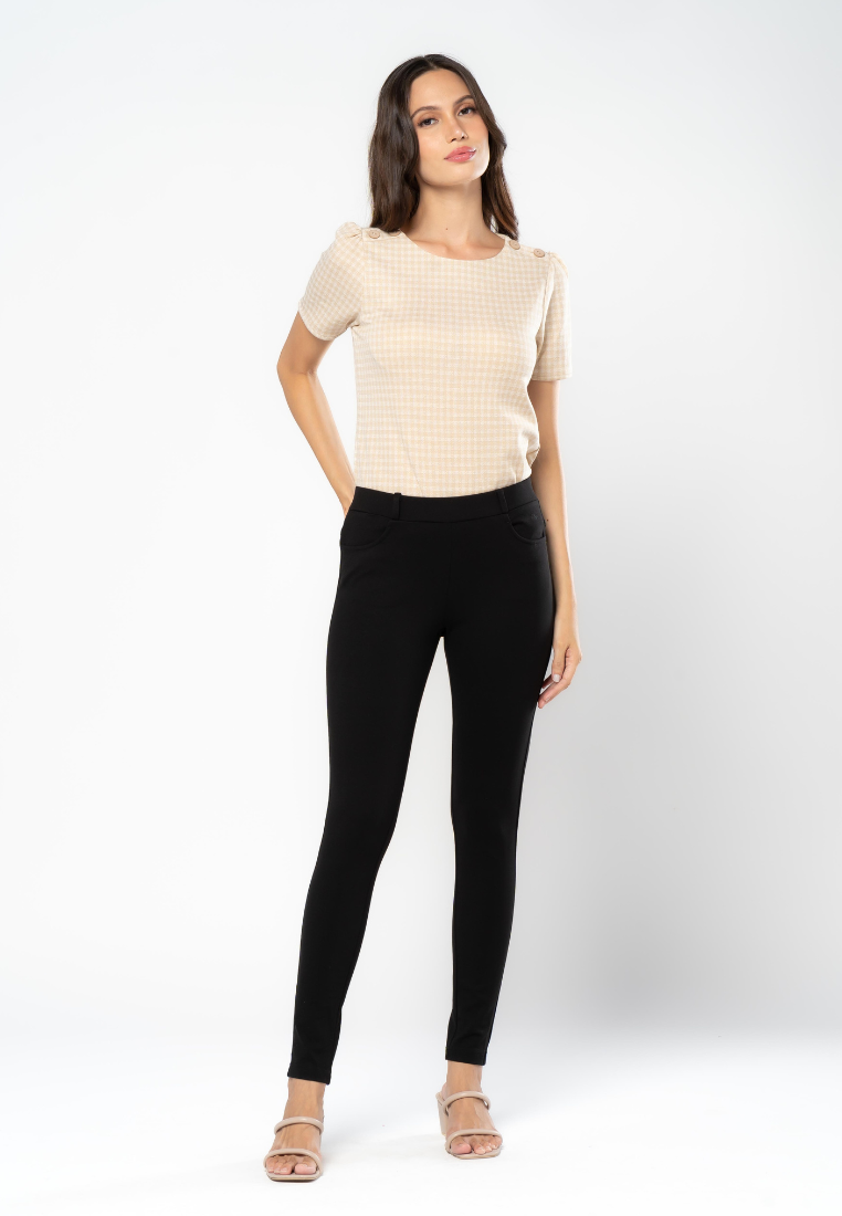 Slim-Fit Spandex Pants with Embroidered Back Pocket