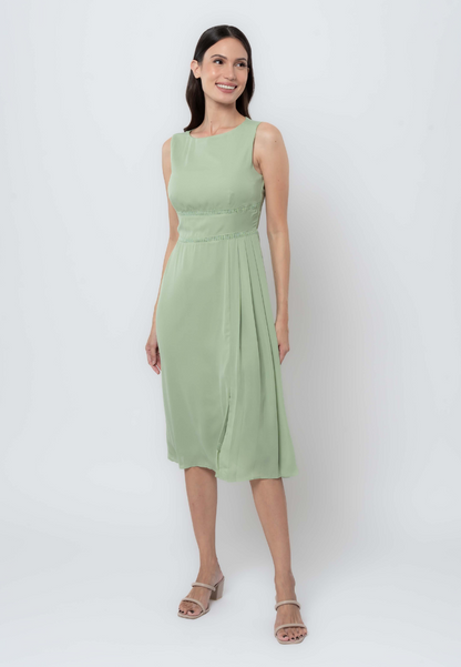 Apple & Eve Sleeveless Midi Dress with Skirt Pleats