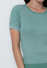 Apple & Eve Striped and Checkered Texture Flatknit Top