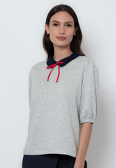 Apple & Eve Quilted Collared Knit Blouse