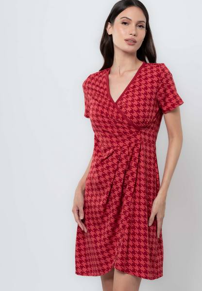 Apple & Eve Houndstooth Print Overlap Dress