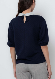 Apple & Eve Quilted Collared Knit Blouse