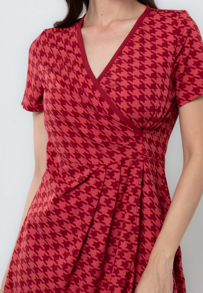 Apple & Eve Houndstooth Print Overlap Dress